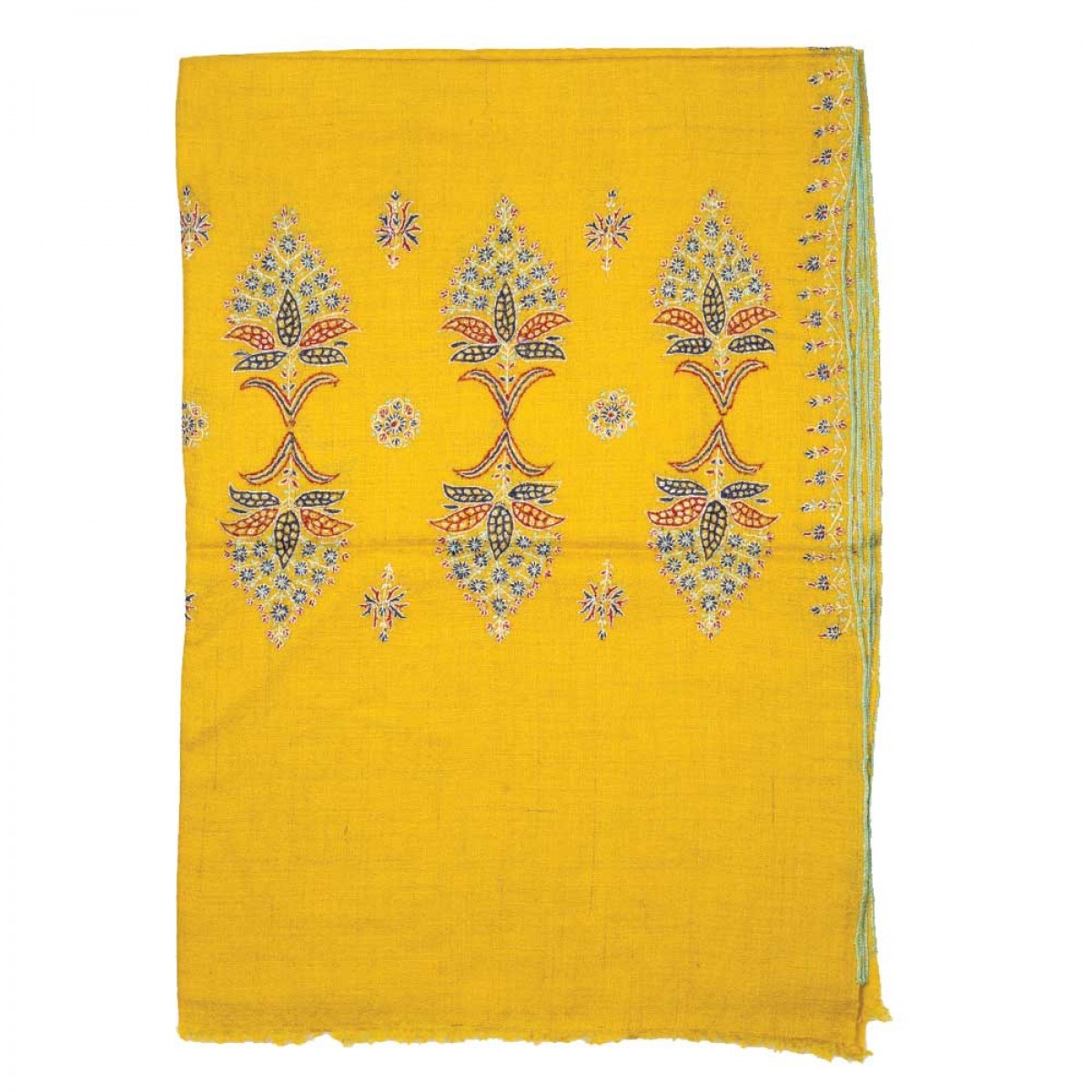 Embroidered Pashmina Stole - Yellow 