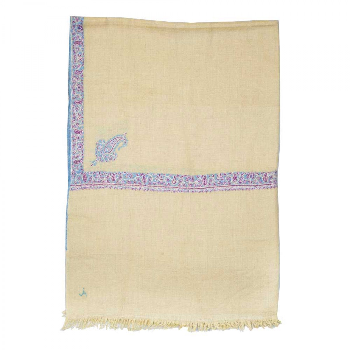 Embroidered Pashmina Stole - Baby Yellow