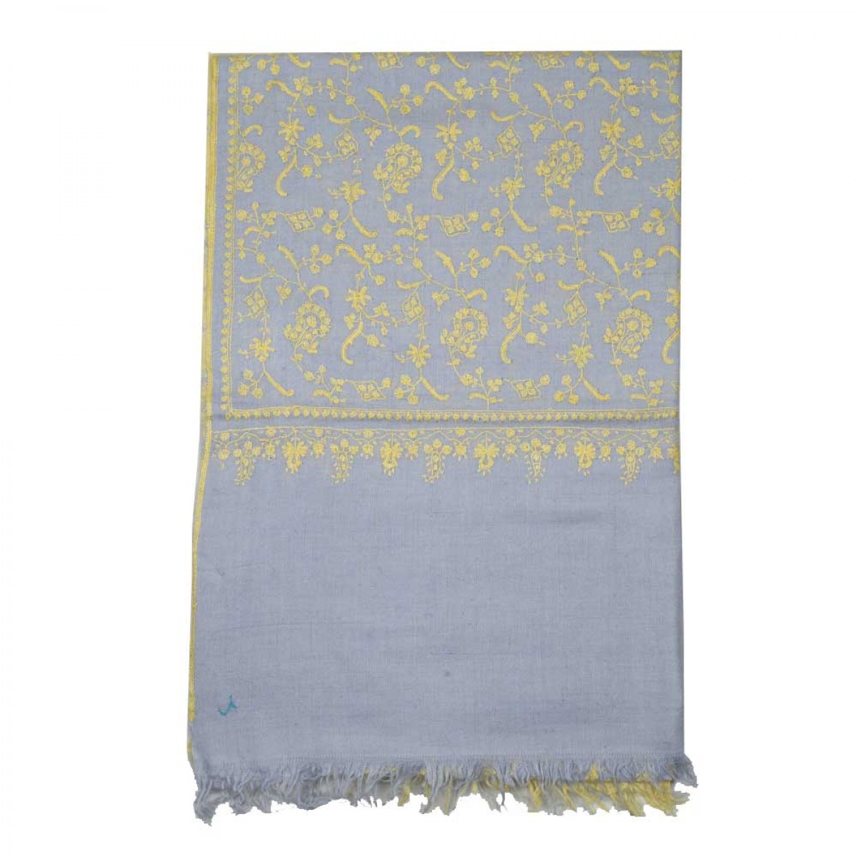 Embroidered Pashmina Shawls - Baby Blue & Yellow