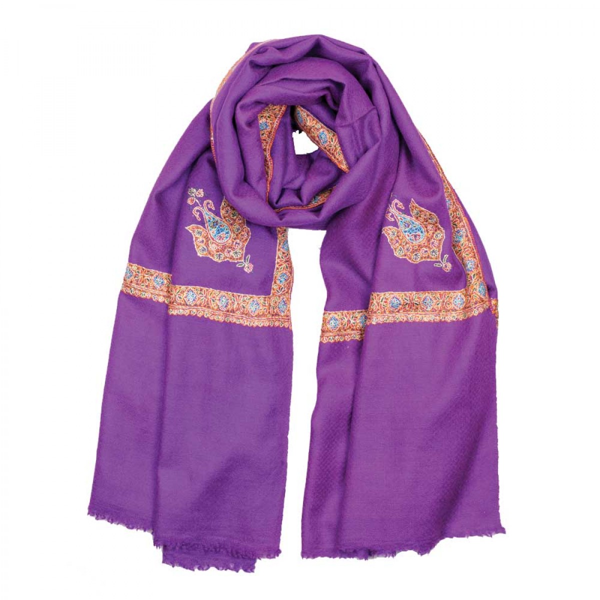 Embroidered Pashmina Shawls - Purple