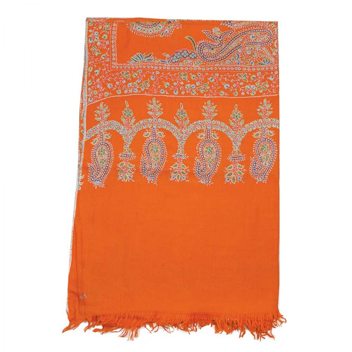 Embroidered Pashmina Shawls - Aerospace Orange
