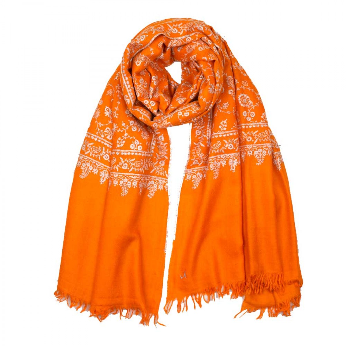 Embroidered Pashmina Shawls - Coral