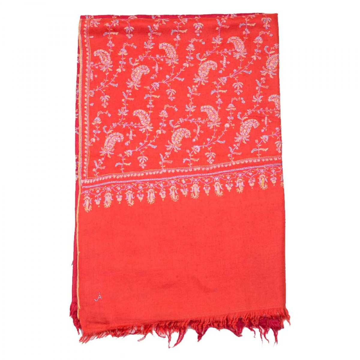 Embroidered Pashmina Shawls - Ombre Red