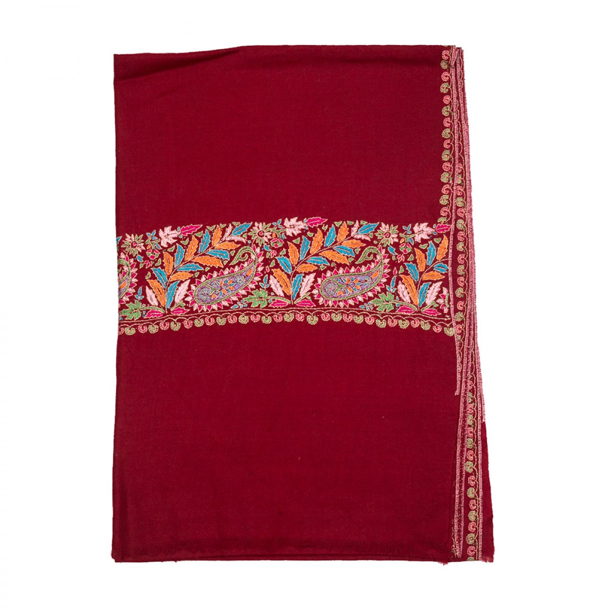Embroidered Pashmina Stole - Red & Pink