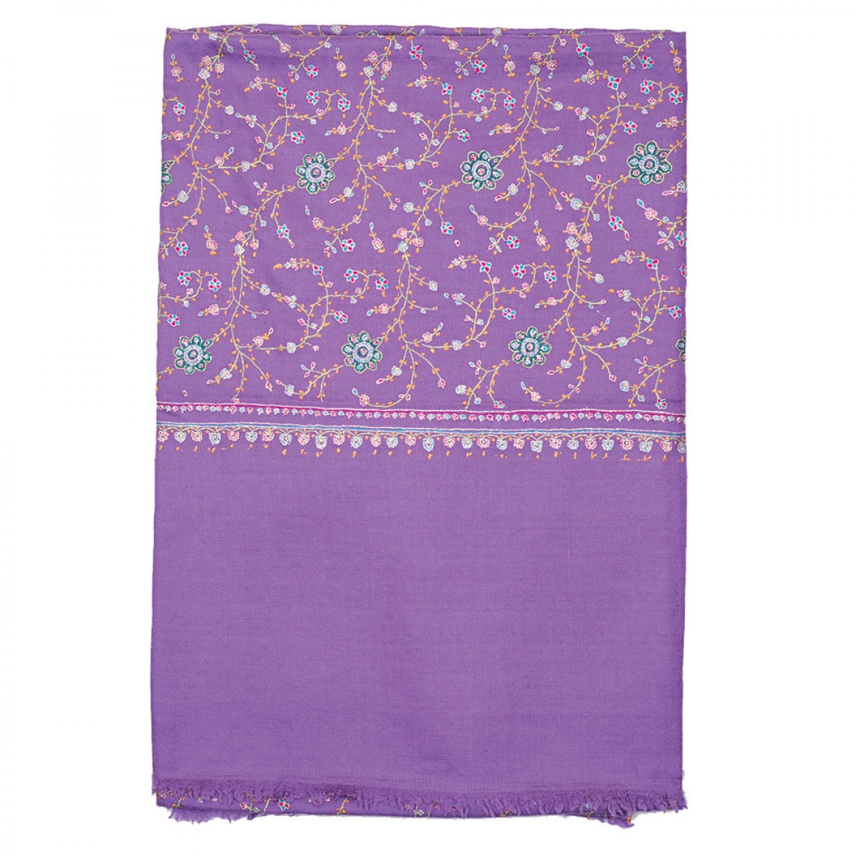 Embroidered Pashmina Shawl - Purple