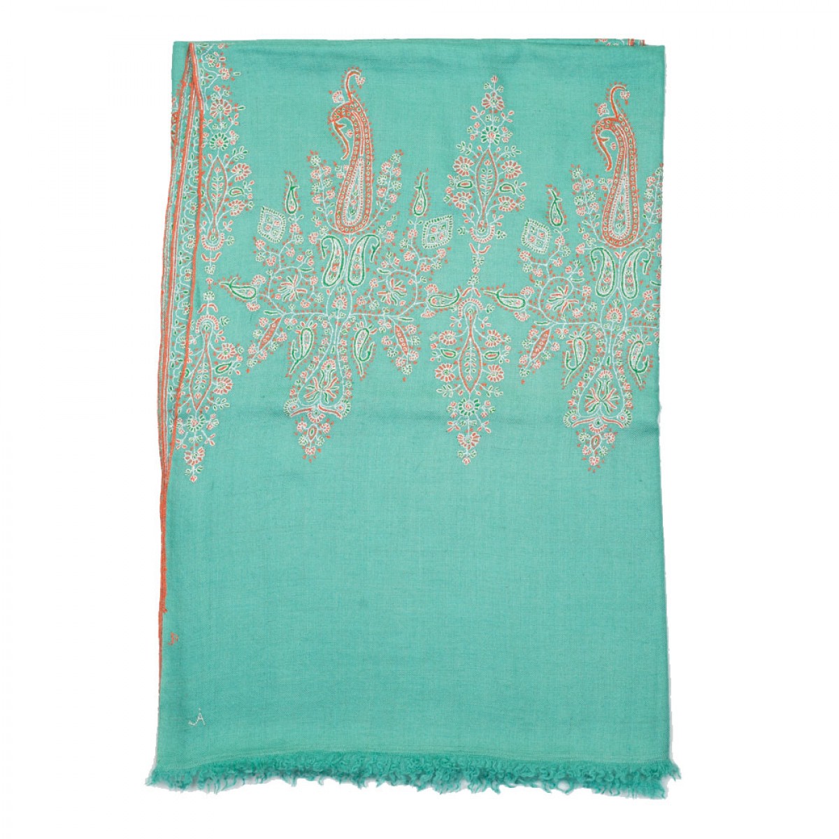 Embroidered Pashmina Shawl - Turquoise 