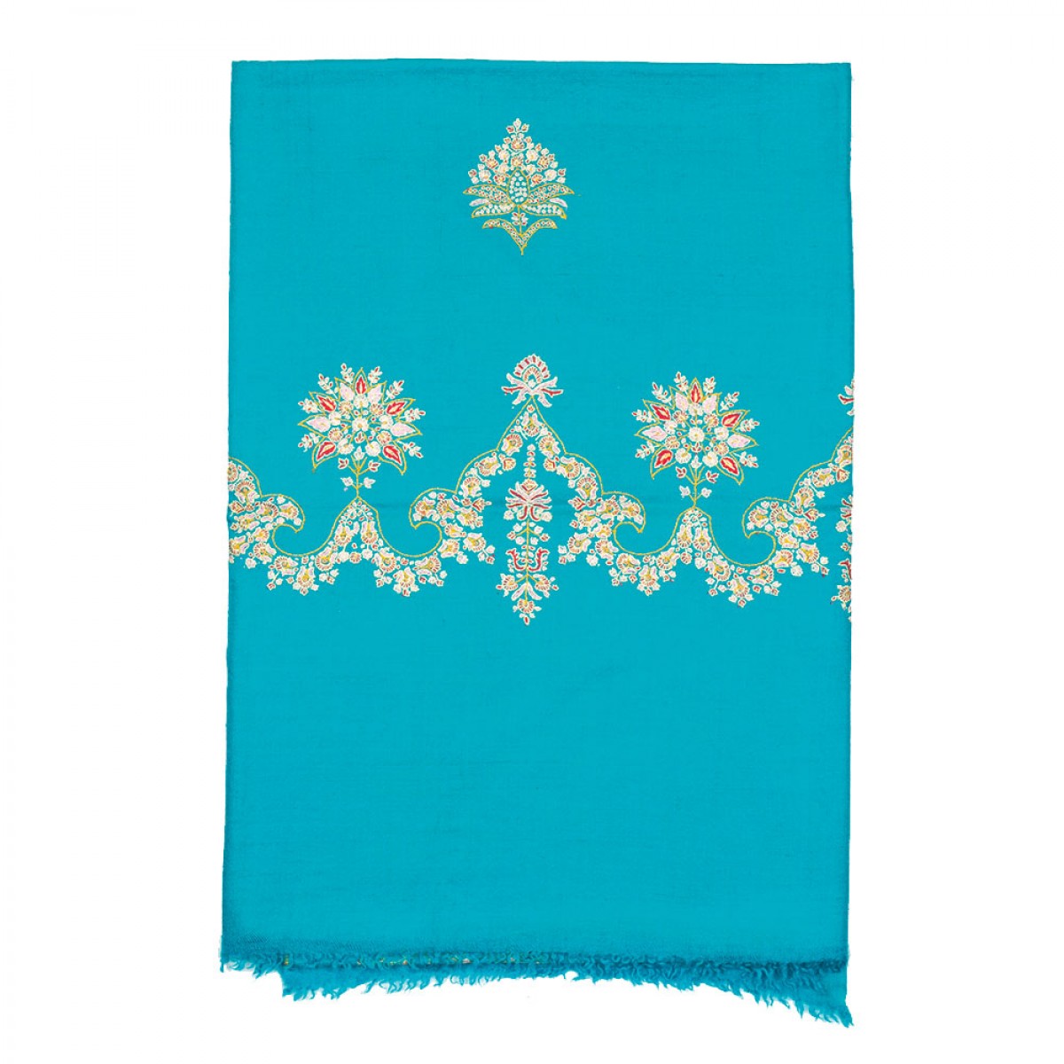 Embroidered Pashmina Shawl - Ocean Blue 