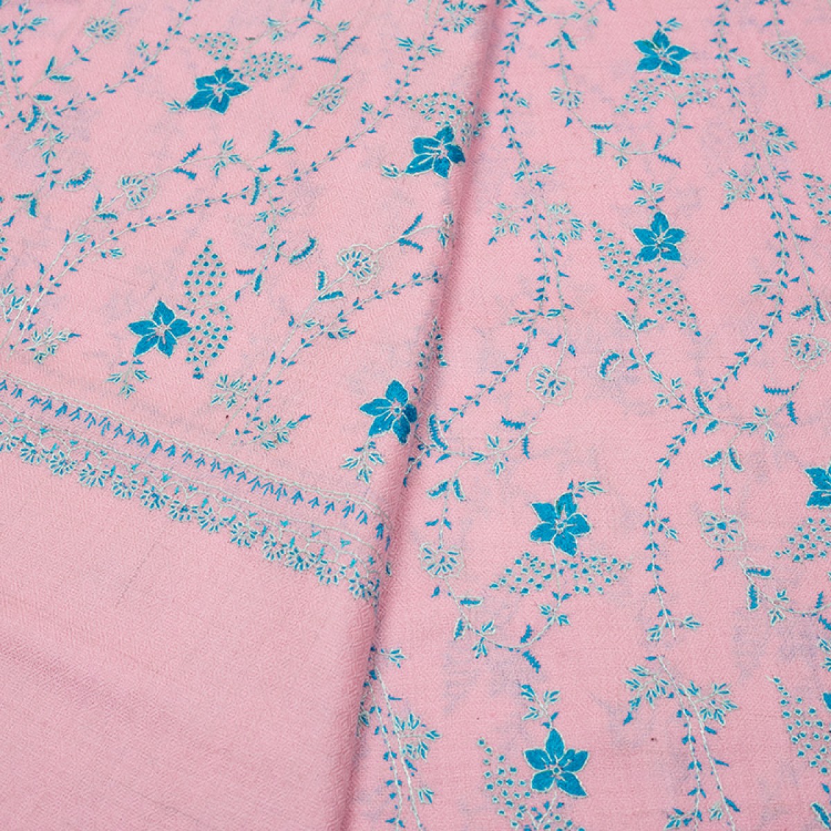 Embroidered Pashmina Shawl - Baby Pink