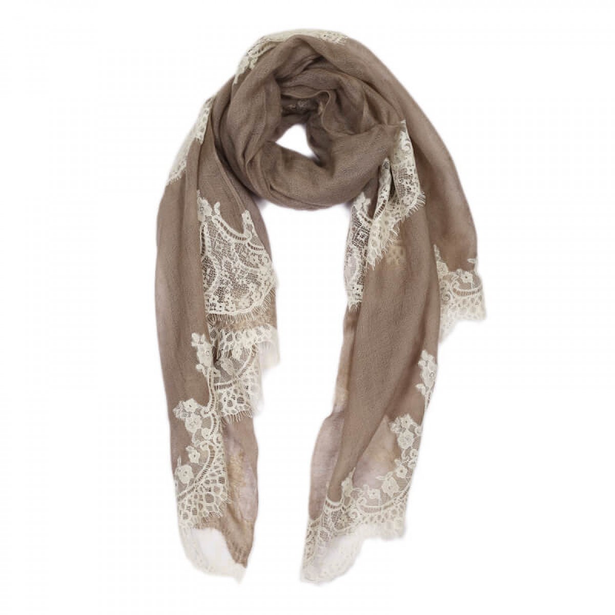 Brown Lace Scarf Pashmina Scarf Cashmere Blend