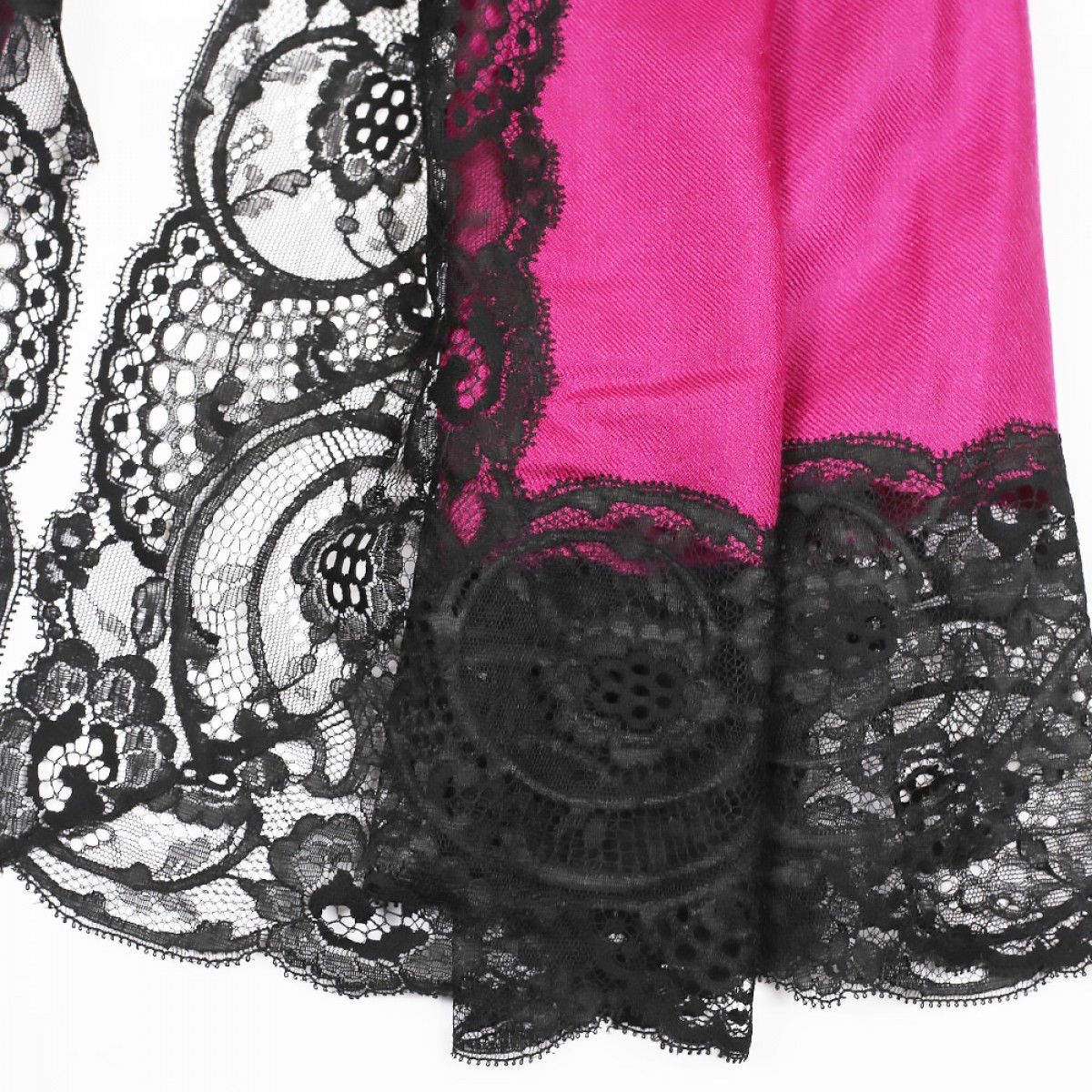 Lace Twill Pashmina Scarf All Over  - Magenta
