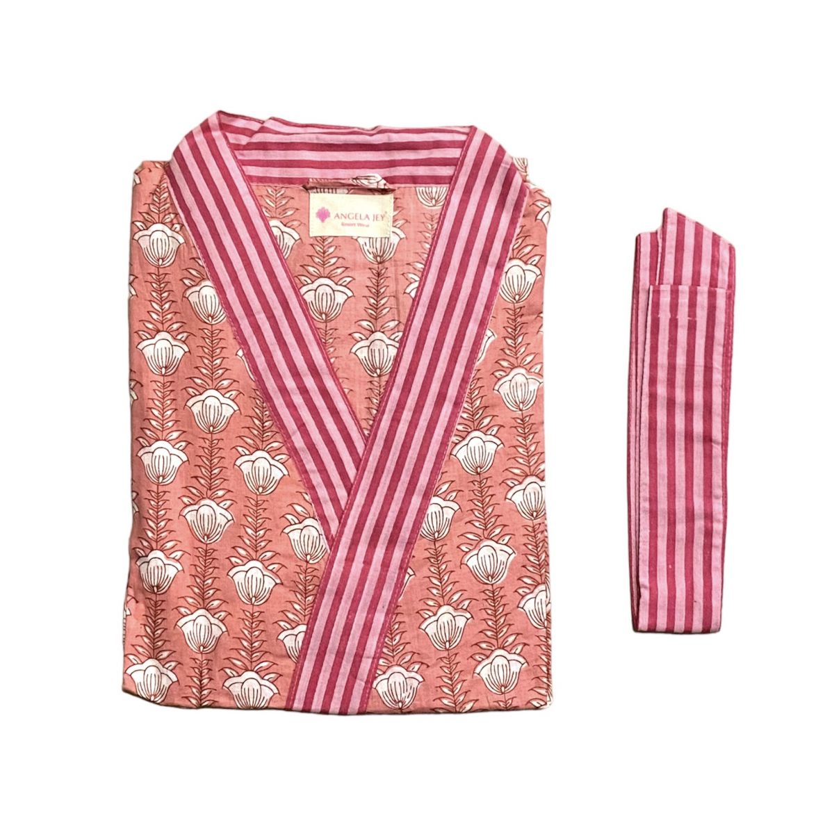 Printed Bath Robe Long - Sachet Pink
