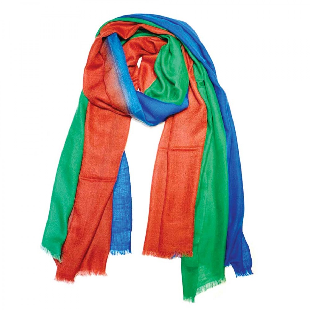 Ombre Pashmina Shawl - Green Red & Blue