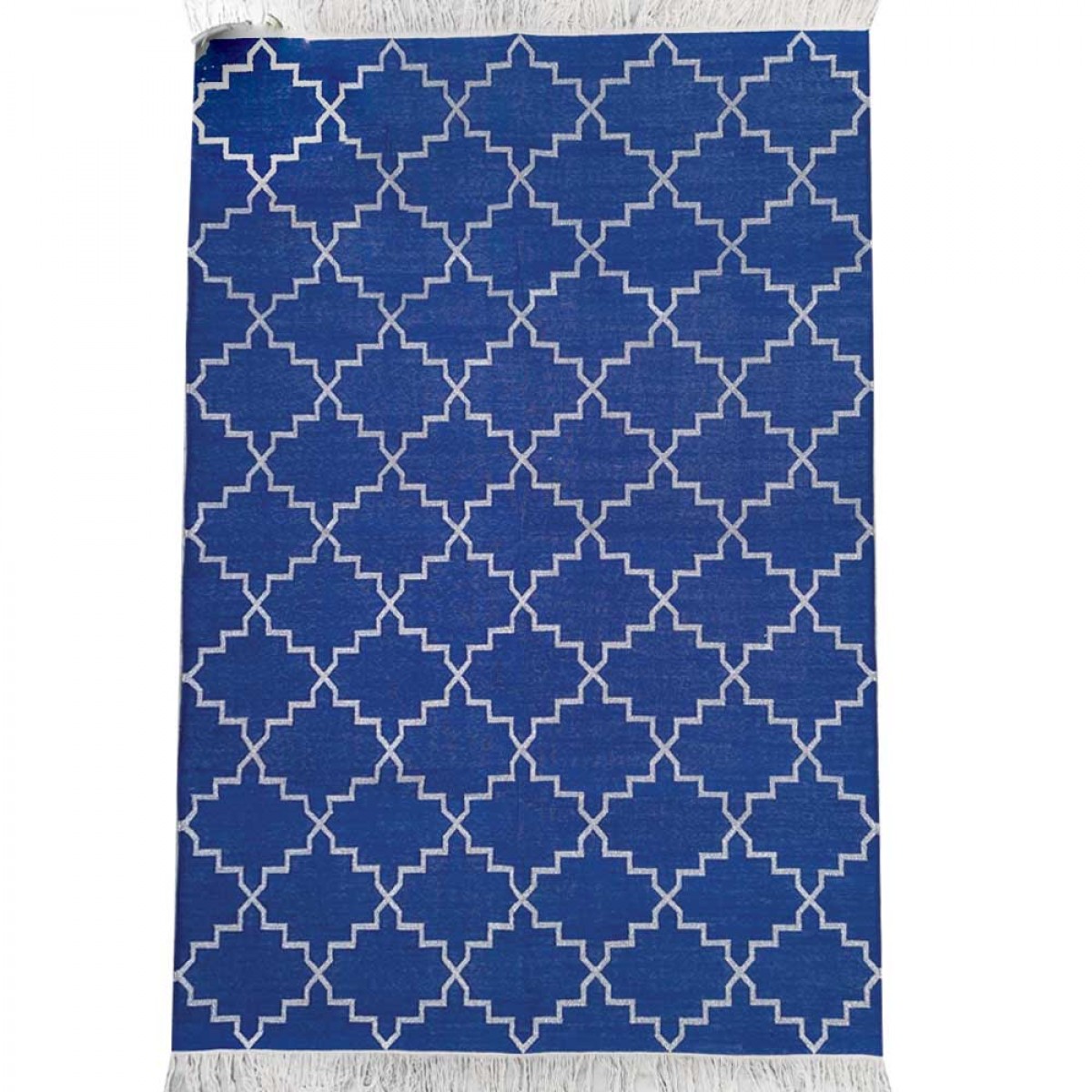 Cotton Floor Rugs - Blue & Zari Border (Made to Order)