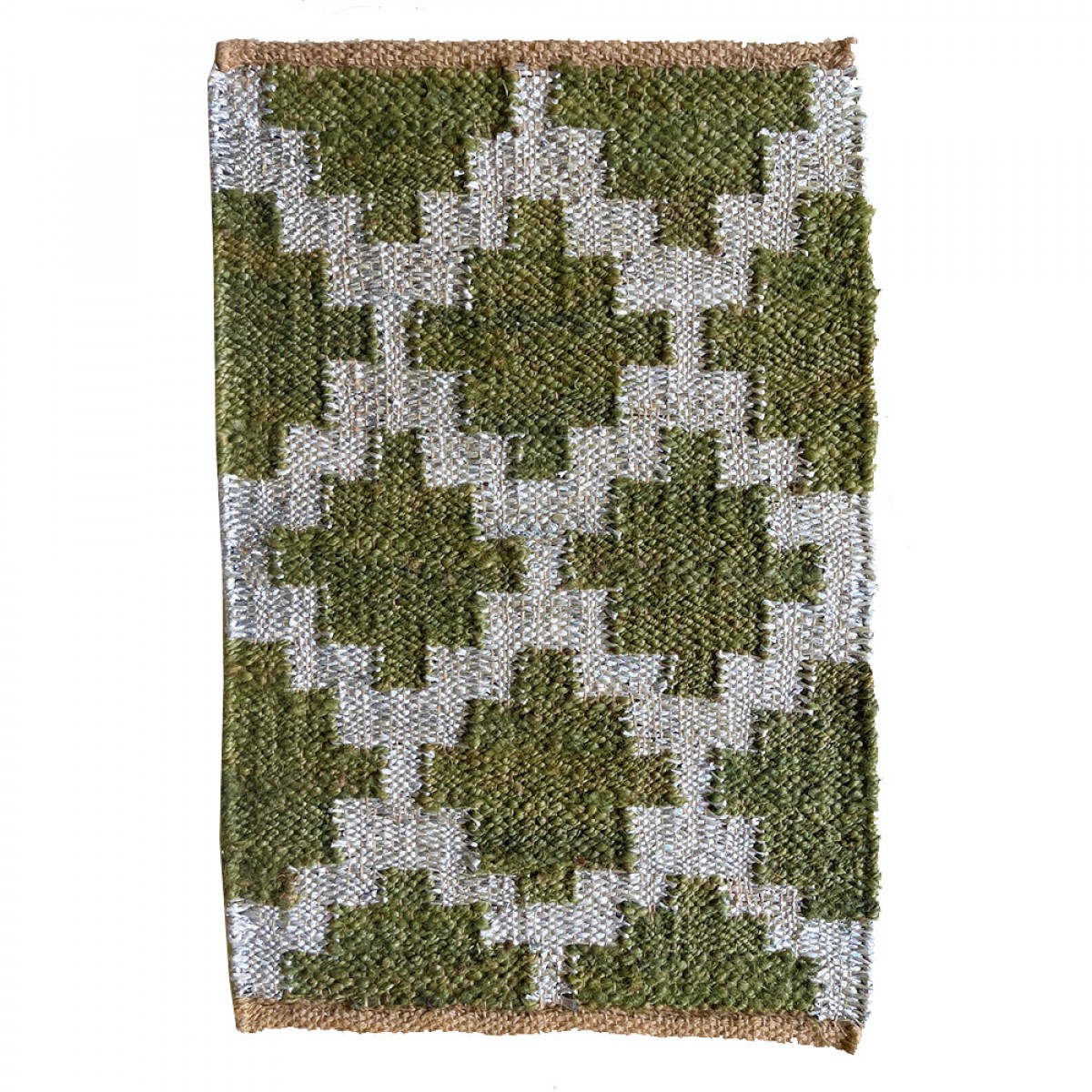 Handmade Natural Fiber Hemp Doormats Silver Zari - Juniper Green