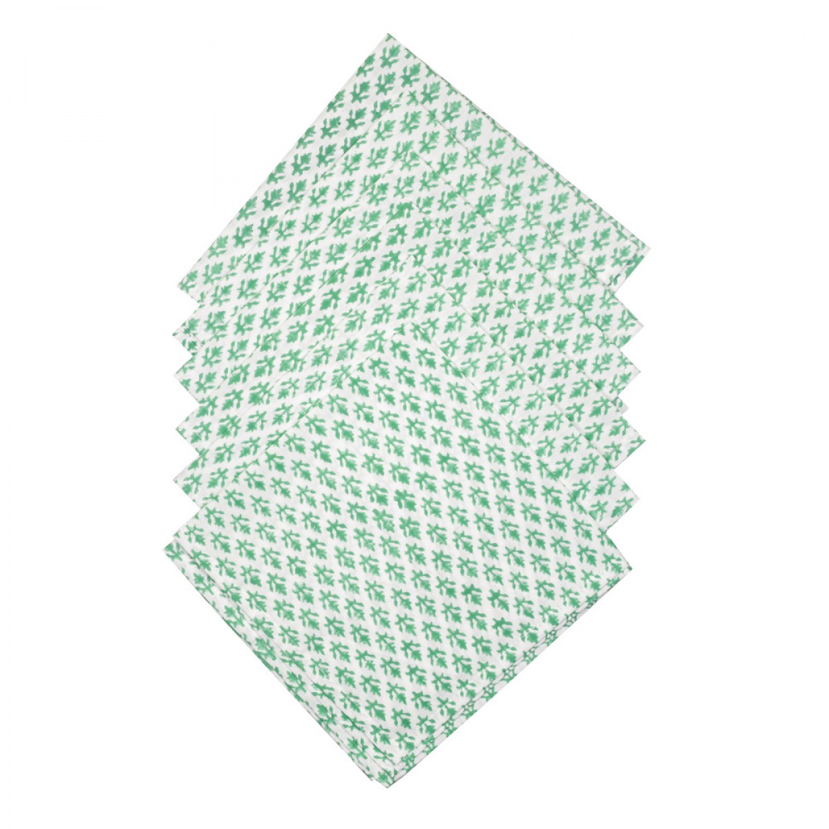 Block Printed Table Mat & Napkin Set - Fern Green (set of 6) 