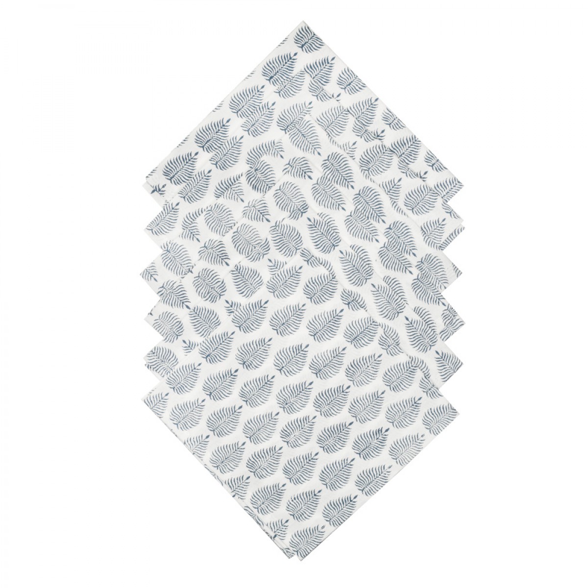 Block Printed Table Mat & Napkin Set - Leaf (set of 6) 