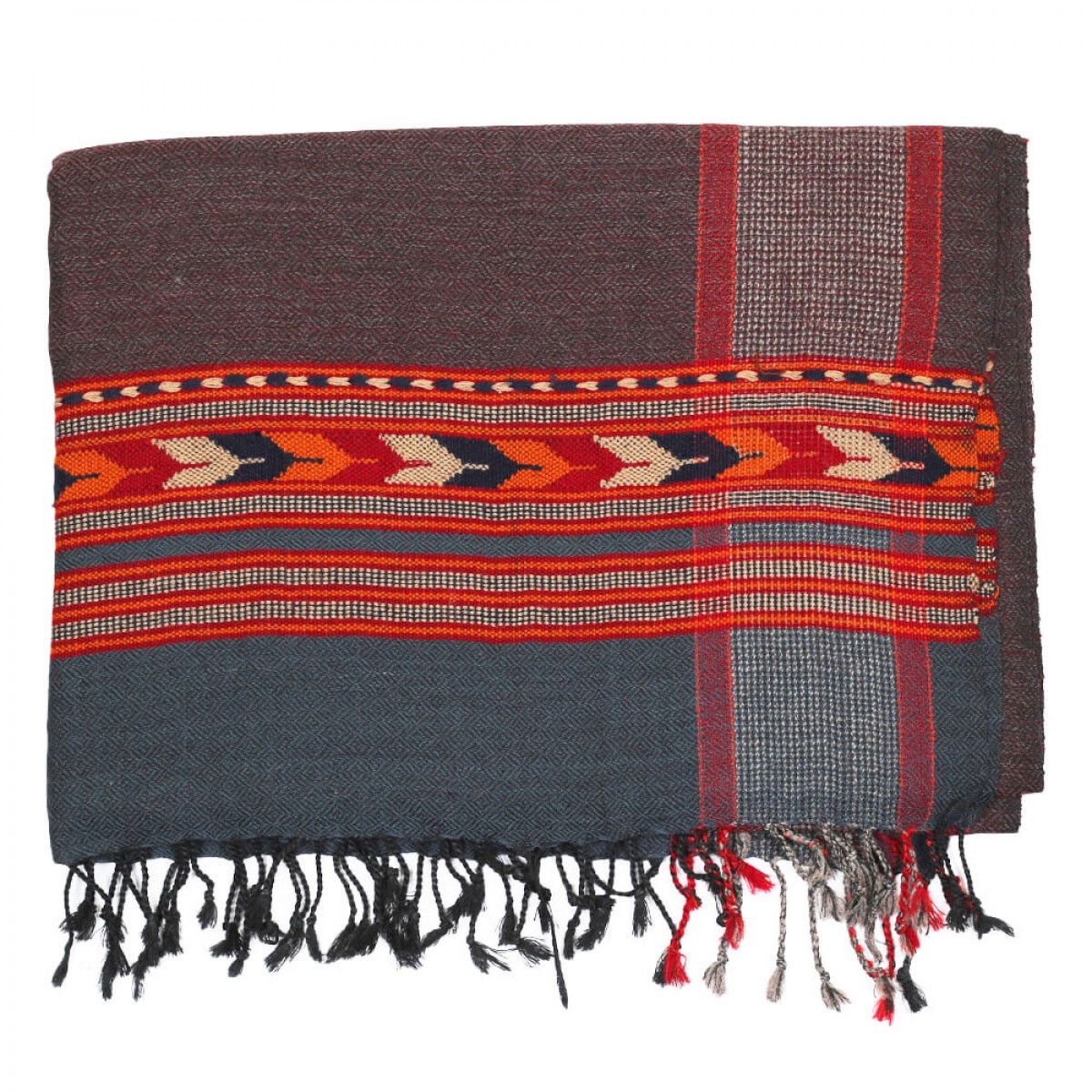 Himalayan Vibes Woolen Stole - Grey Check